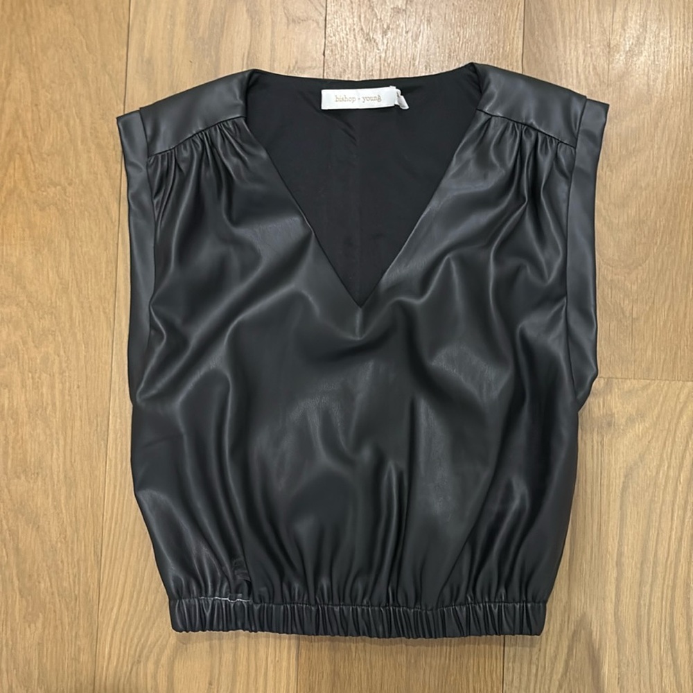Black faux leather top